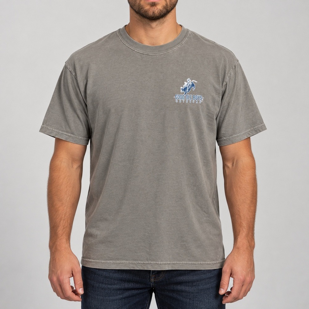 Comfort Colors Good Ole Boys Outdoors Graphic T-Shirt Gray Mens Medium Bull Ride